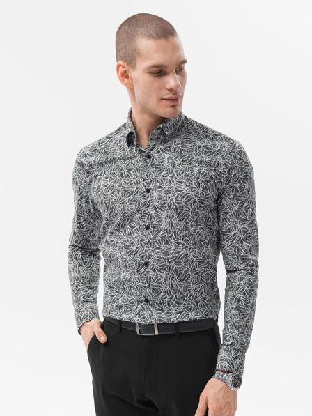 Ombre Clothing Fehér-fekete férfi ing Ombre Clothing K608