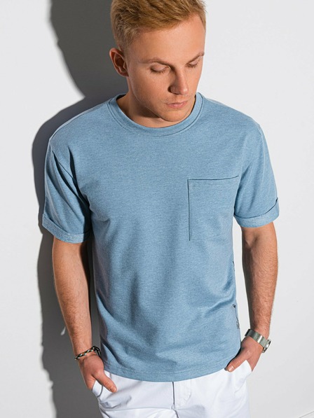 Ombre Clothing Kék férfi póló zsebbel Ombre Clothing S1371