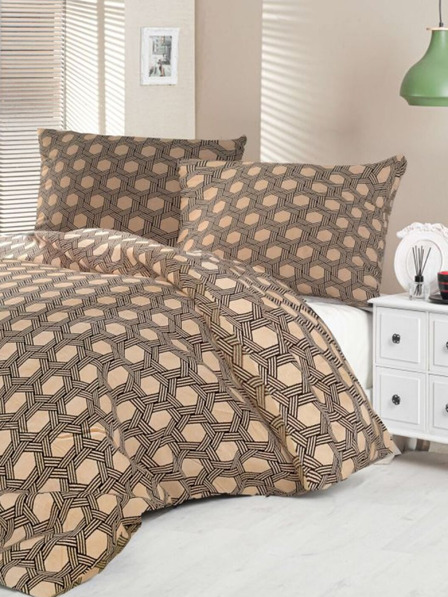 Kvalitex Szatén francia ágynemű Luxury Collection 1+2, 240x200, 70x90cm Carero bézs Kvalitex