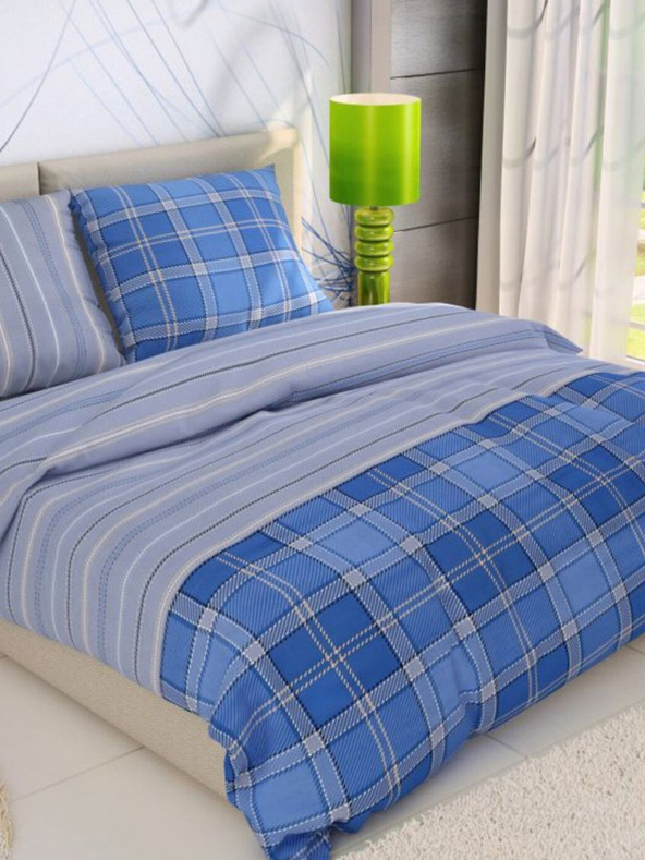 Kvalitex Francia pamut ágynemű DELUX 220x200, 70x90cm CAMPUS kék