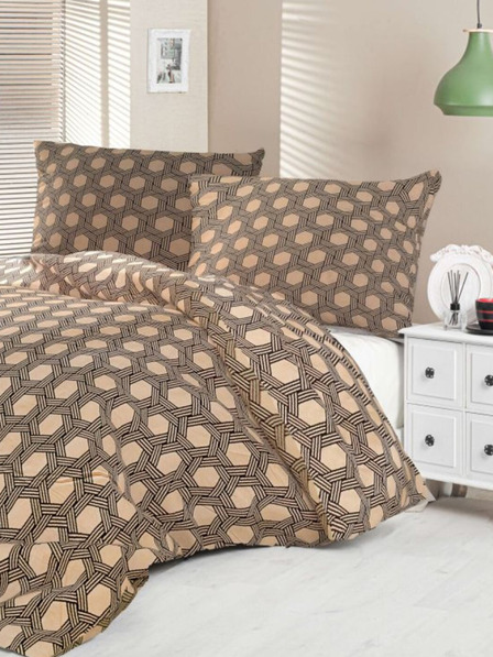 Kvalitex Luxury Collection szatén francia ágynemű 1+2, 220x200, 70x90cm Carero bézs Kvalitex