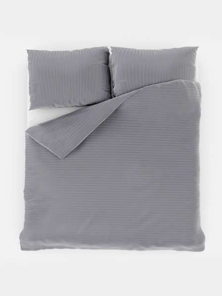 Kvalitex Francia szatén ágynemű csíkkal 1+2, 240x220, 70x90cm FÉNYSZÜRKE