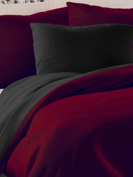 Kvalitex LUXURY COLLECTION szatén francia ágynemű 1+2, 220x200, 70x90cm bordó / fekete Kvalitex