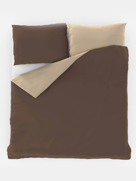 Kvalitex Szatén francia ágynemű LUXURY COLLECTION 1+2, 240x200, 70x90cm sötétbarna / bézs