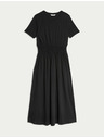 Marks & Spencer Ráncolt midi ruha kiemelt derékkal, 100% pamutból Marks & Spencer - fekete