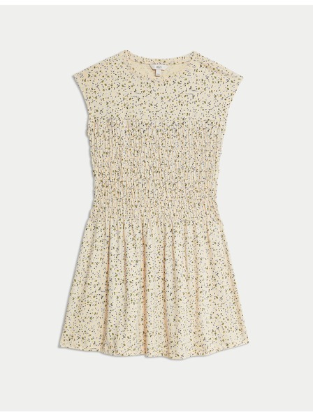 Marks & Spencer Folyékony ráncolt midi ruha 100% pamutból Marks & Spencer - törtfehér
