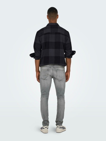 ONLY & SONS Világosszürke férfi slim fit farmernadrág hímzett hatással ONLY & SONS Loom