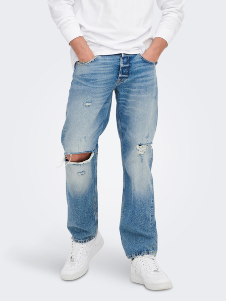 ONLY & SONS Kék, laza szabású, szakadt hatású farmer ONLY & SONS Edge