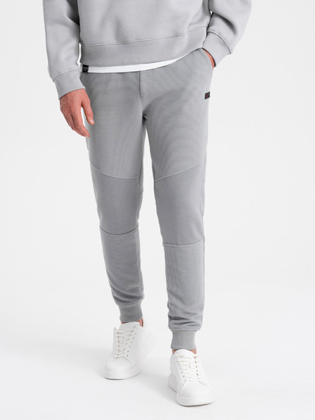 Ombre Clothing Férfi melegítőnadrág ottoman szövetbetétekkel - szürke V5 OM-PASK-0127 OM-PASK-0127