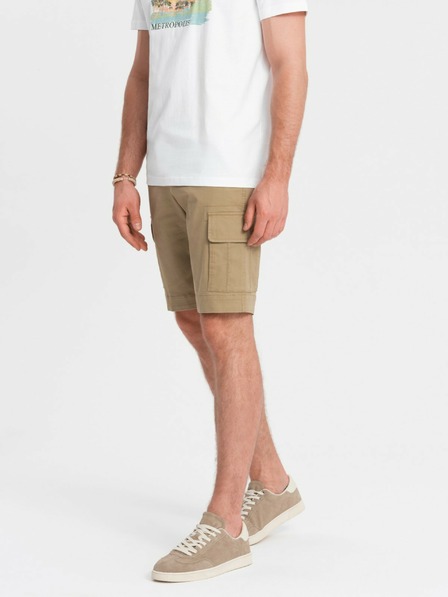 Ombre Clothing Férfi monokróm cargo rövidnadrág cargo zsebekkel - homok V1 OM-SRCG-0133 Ombre ruházat