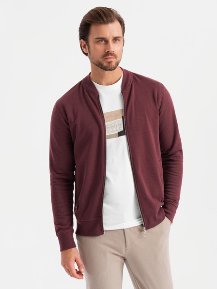 Ombre Clothing Férfi strukturált kötött pulóver gallérral - grafit melange V1 OM-SSNZ-0149 Ombre Ruházat