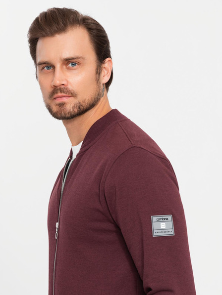 Ombre Clothing Férfi strukturált kötött pulóver gallérral - grafit melange V1 OM-SSNZ-0149 Ombre Ruházat