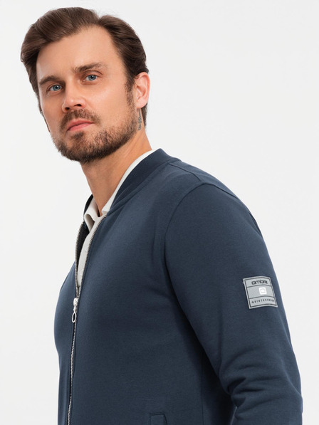 Ombre Clothing Férfi strukturált kötött pulóver gallérral - grafit melange V1 OM-SSNZ-0149 Ombre Ruházat