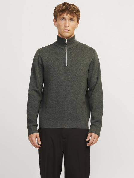 Jack & Jones Jack & Jones Khaki színű férfi cipzáras pulóver
