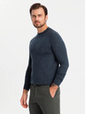 Ombre Clothing Férfi kötött fél garbó viszkózzal - sötétkék V4 OM-SWTN-0125 Ombre ruházat