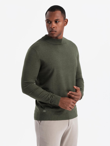 Ombre Clothing Férfi kötött félgarbó viszkózzal - sötétszürke V5 OM-SWTN-0125 Ombre Ruházat