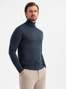 Ombre Clothing Férfi kötött garbó viszkózzal - sötétkék V4 OM-SWTN-0127 Ombre ruházat