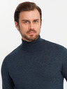 Ombre Clothing Férfi kötött garbó viszkózzal - sötétkék V4 OM-SWTN-0127 Ombre ruházat