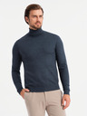 Ombre Clothing Férfi kötött garbó viszkózzal - sötétkék V4 OM-SWTN-0127 Ombre ruházat