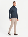 Ombre Clothing Férfi kötött garbó viszkózzal - sötétkék V4 OM-SWTN-0127 Ombre ruházat