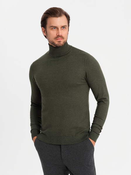 Ombre Clothing Férfi kötött garbó viszkózzal - sötétszürke V5 OM-SWTN-0127 Ombre ruházat