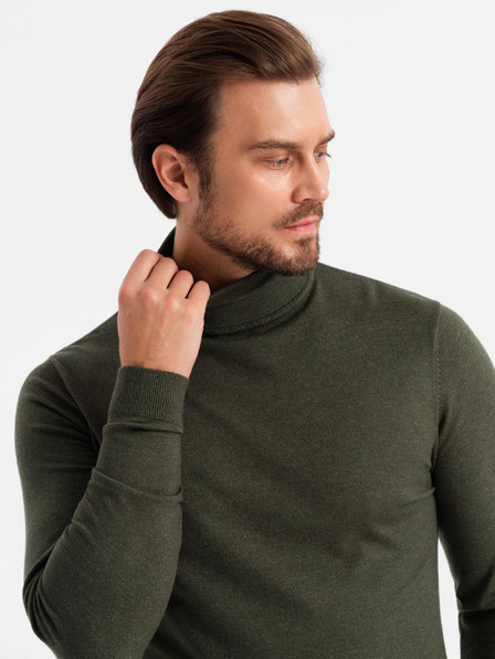 Ombre Clothing Férfi kötött garbó viszkózzal - sötétszürke V5 OM-SWTN-0127 Ombre ruházat