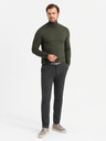 Ombre Clothing Férfi kötött garbó viszkózzal - sötétszürke V5 OM-SWTN-0127 Ombre ruházat