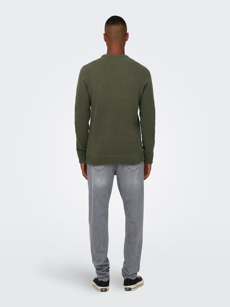 ONLY & SONS Khaki színű férfi ONLY & SONS Ese pulóver
