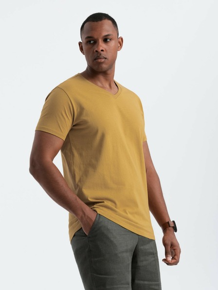 Ombre Clothing Férfi klasszikus pamut BASIC nyakpóló - mustár V8 OM-TSBS-0145 Ombre Clothing Ombre Clothing