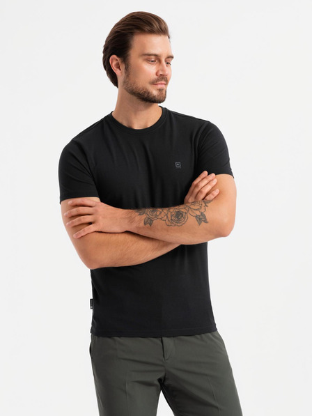 Ombre Clothing Férfi pamut trikolor póló - fehér és tengerészkék V3 OM-TSCT-0174 Ombre Ruházat