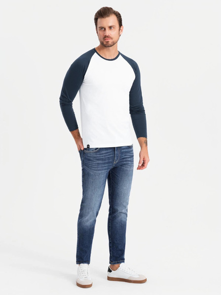 Ombre Clothing Férfi nyomtatott hosszú ujjú póló - fekete V1 OM-LSPT-0119 Ombre Ruházat