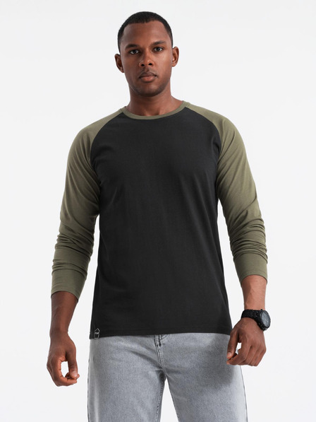 Ombre Clothing Férfi nyomtatott hosszú ujjú póló - fekete V1 OM-LSPT-0119 Ombre Ruházat