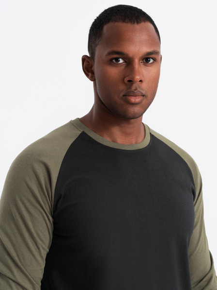 Ombre Clothing Férfi nyomtatott hosszú ujjú póló - fekete V1 OM-LSPT-0119 Ombre Ruházat