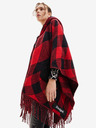 Desigual Desigual Checkys Arenal/Zipper fekete-piros kockás női poncsó