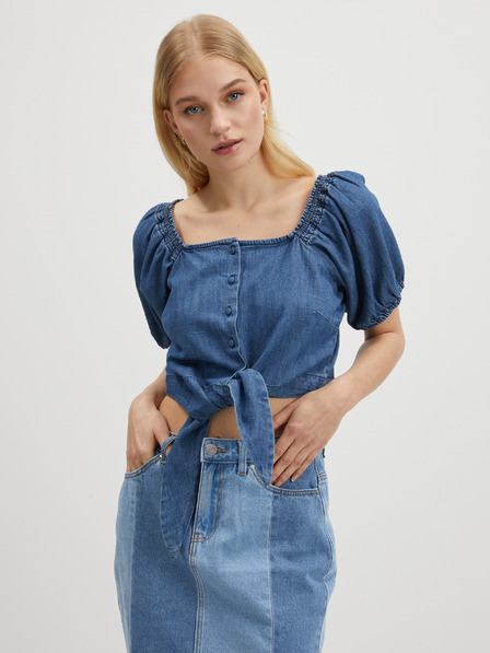 Pieces Kék női farmer crop top Pieces Tinka Tinka