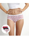 DIM DIM LES POCKETS COTTON BOXER 3x - Női pamut bugyi 3 db - Fekete - Fehér - Piros