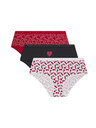 DIM DIM LES POCKETS COTTON BOXER 3x - Női pamut bugyi 3 db - Fekete - Fehér - Piros
