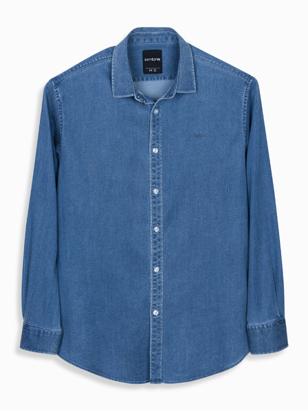 Ombre Clothing Férfi farmering lyocell anyagból, hímzéssel a mellkason - kék Ombre Clothing