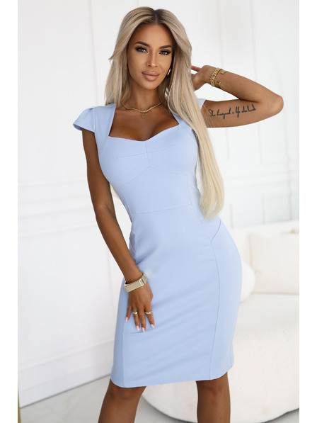 numoco 318-8 Elegáns midi ruha szép dekoltázzsal - világoskék