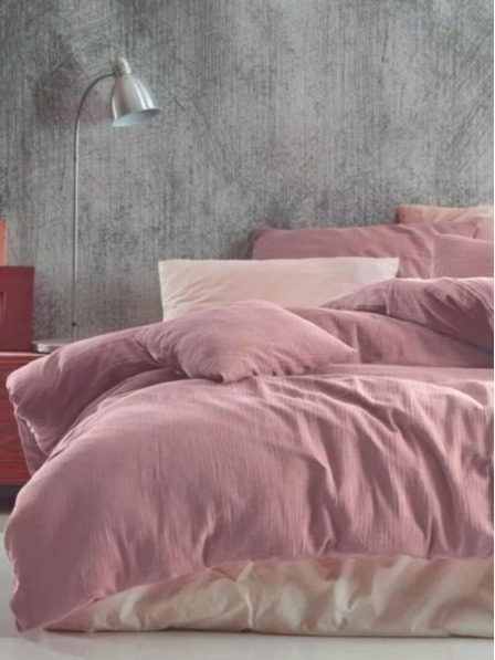 Kvalitex Francia muszlin ágynemű 240x220, 70x90cm rózsaszín Kvalitex
