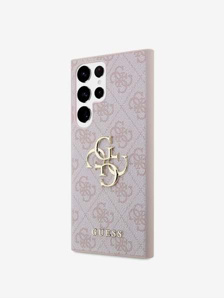 Guess PU 4G Metal Logo Zadní Kryt pro Samsung Galaxy S24 Ultra Pink Telefontok