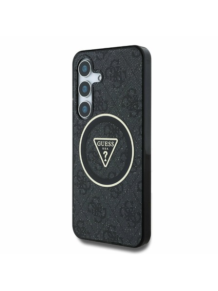 Guess IML 4G Glitter and Triangle Logo MagSafe Zadní Kryt pro Samsung Galaxy S25 Black Telefontok