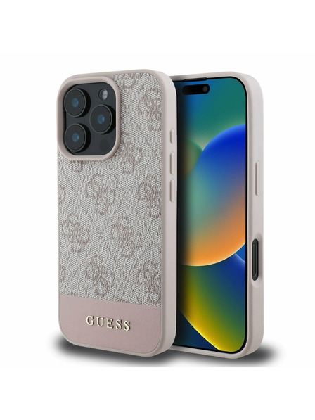 Guess PU 4G Stripe Zadní Kryt pro iPhone 16 Pro Pink Telefontok