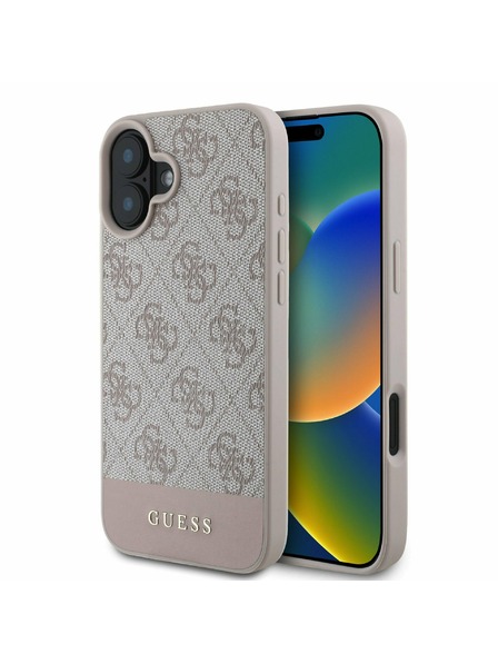 Guess PU 4G Stripe Zadní Kryt pro iPhone 16 Pink Telefontok