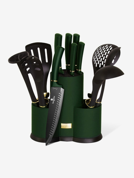 Berlingerhaus 12 db-os kés és konyhai eszköz szett tartóban Emerald Collection BERLINGERHAUS