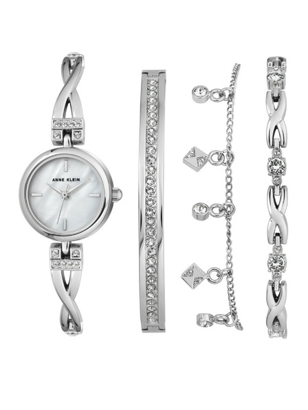 Anne Klein Ezüst női óra és ékszer szett Anne Klein