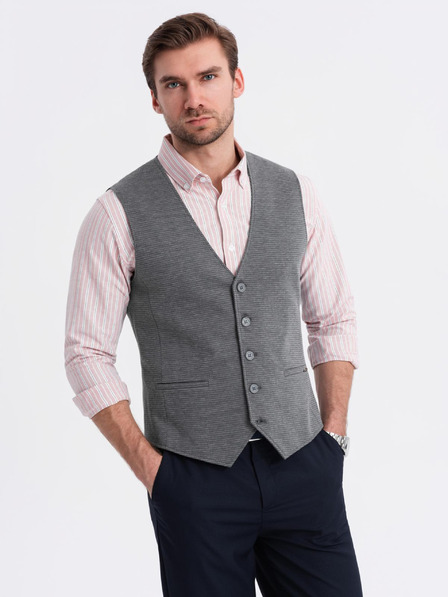 Ombre Clothing Karcsúsított elegáns férfi strukturált kötött mellény Ombre Clothing