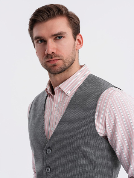 Ombre Clothing Karcsúsított elegáns férfi strukturált kötött mellény Ombre Clothing