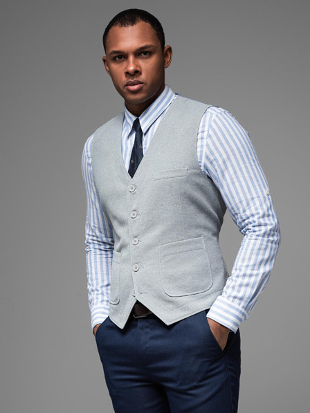 Ombre Clothing Férfi strukturált mellény zsebekkel méretre szabva Ombre Clothing